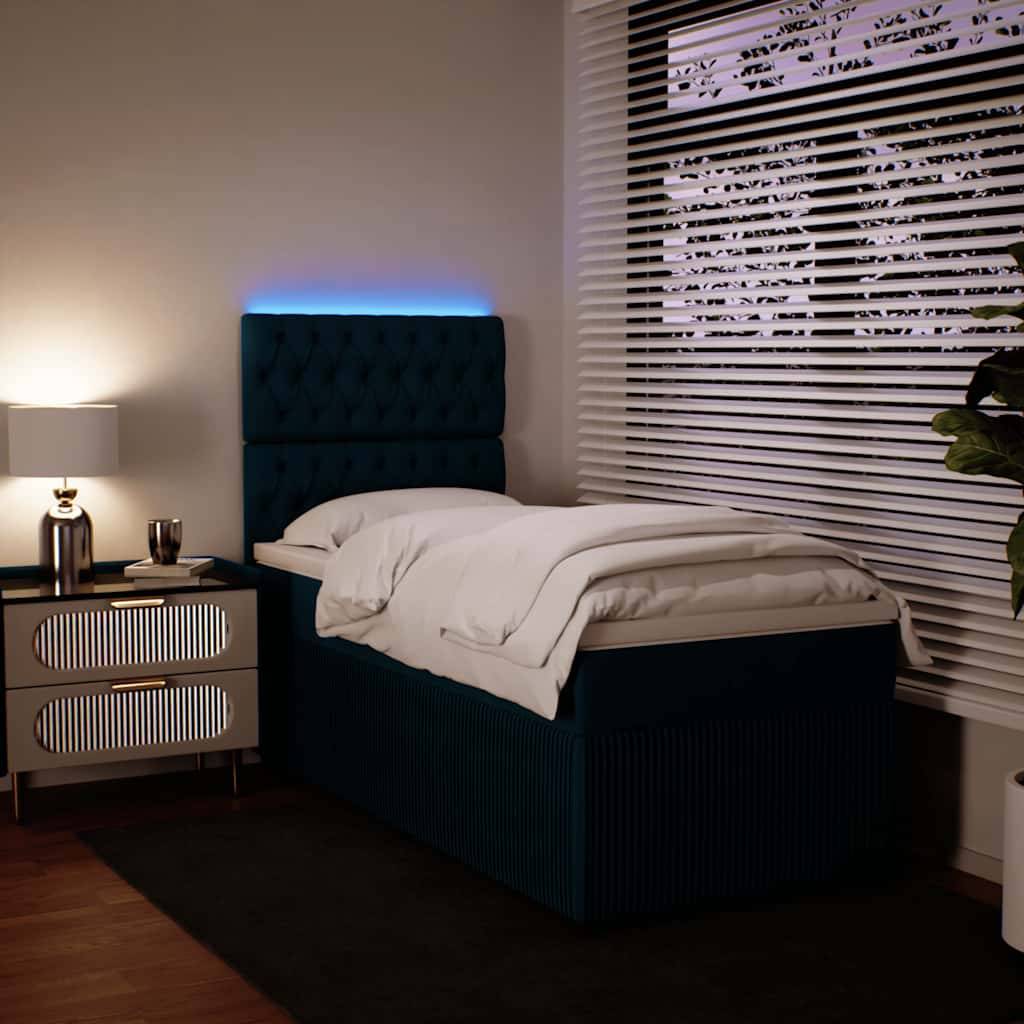 vidaXL Boxspringbett mit Matratze Blau 80x200 cm Samt