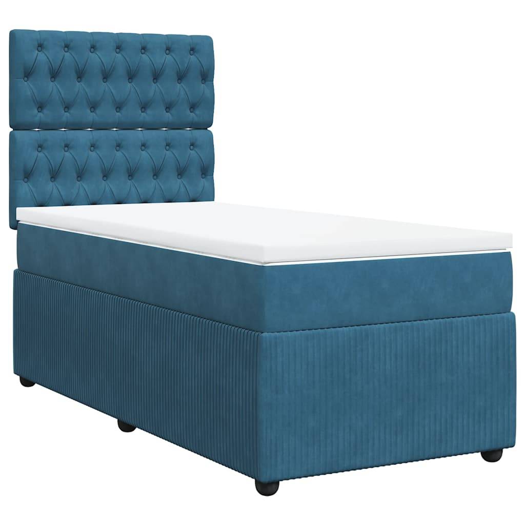 vidaXL Boxspringbett mit Matratze Blau 80x200 cm Samt