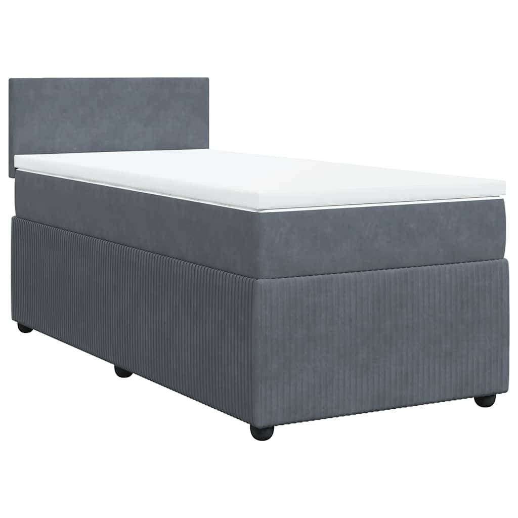 vidaXL Boxspringbett mit Matratze Dunkelgrau 90x200 cm Samt