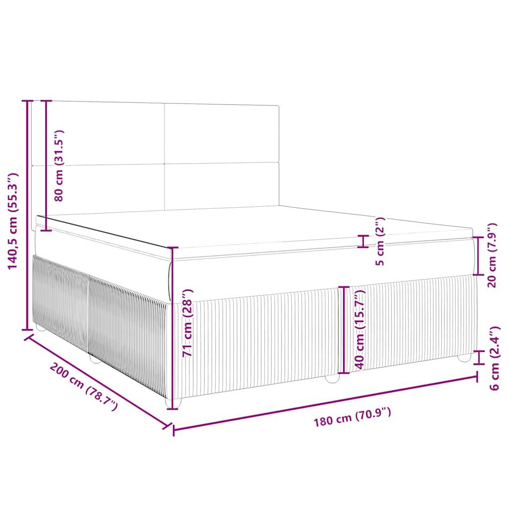 vidaXL Boxspringbett mit Matratze Taupe 180x200 cm Stoff