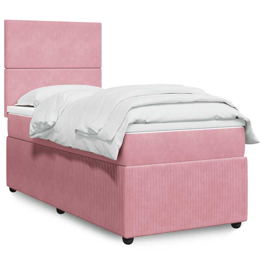 vidaXL Boxspringbett mit Matratze Rosa 80x200 cm Samt
