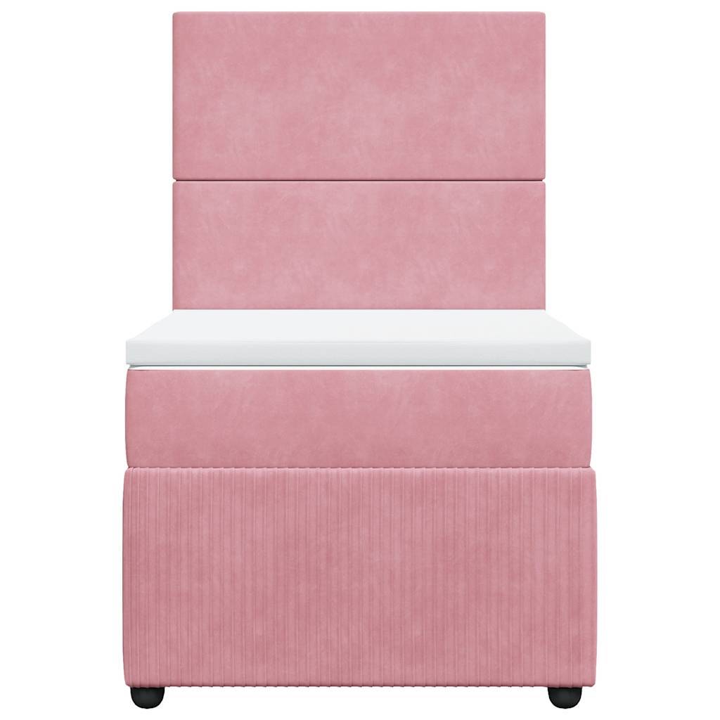 vidaXL Boxspringbett mit Matratze Rosa 80x200 cm Samt