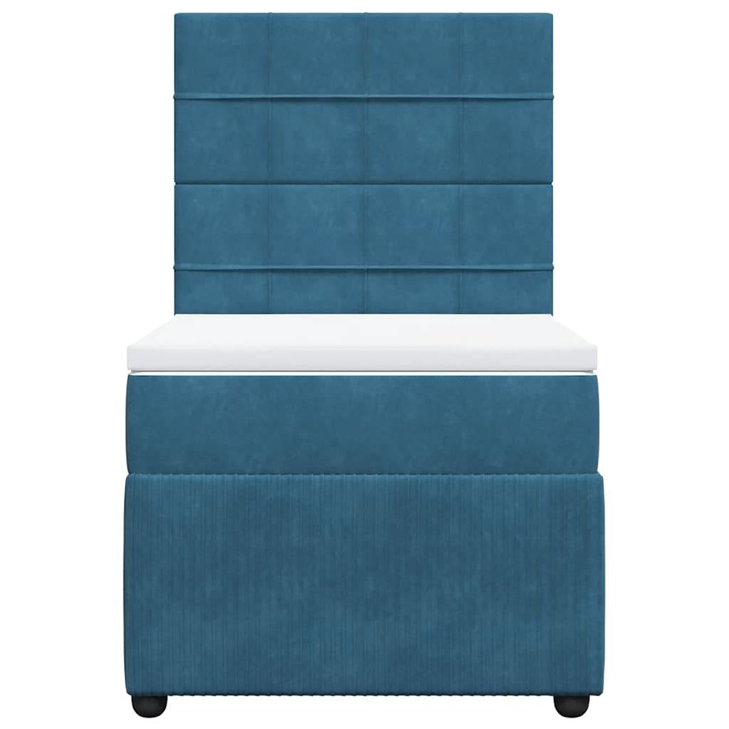 vidaXL Boxspringbett mit Matratze Dunkelblau 100x200 cm Samt