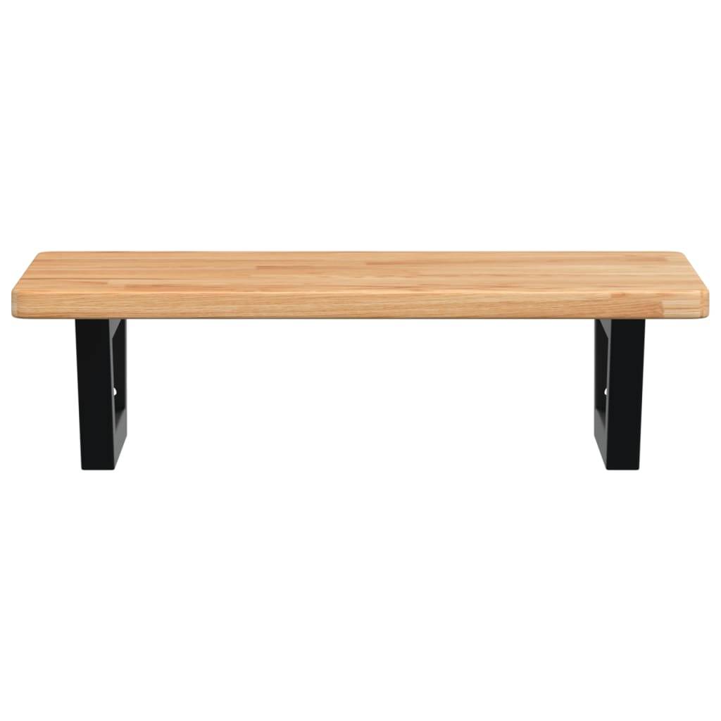 vidaXL Waschtischplatte mit Halterung Stahl und Massivholz Eiche