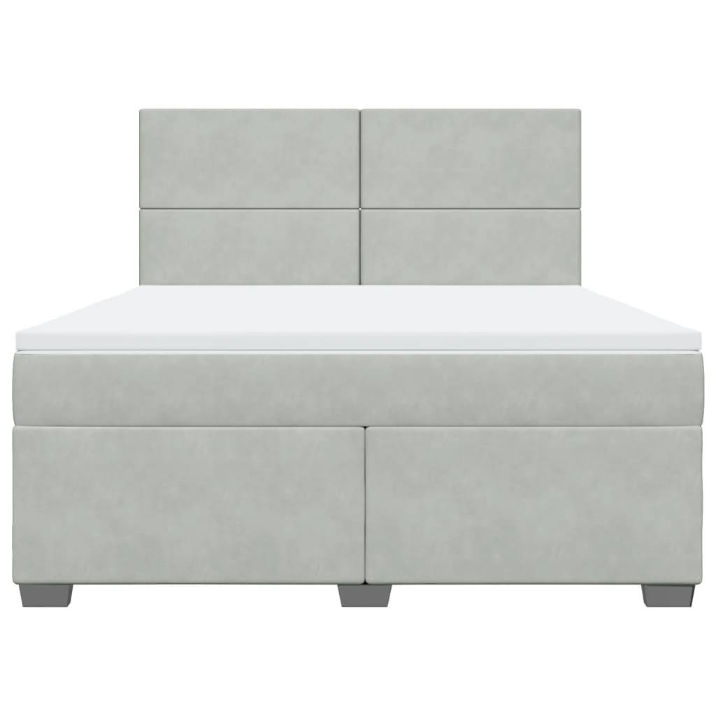 vidaXL Boxspringbett mit Matratze Hellgrau 180x200 cm Samt