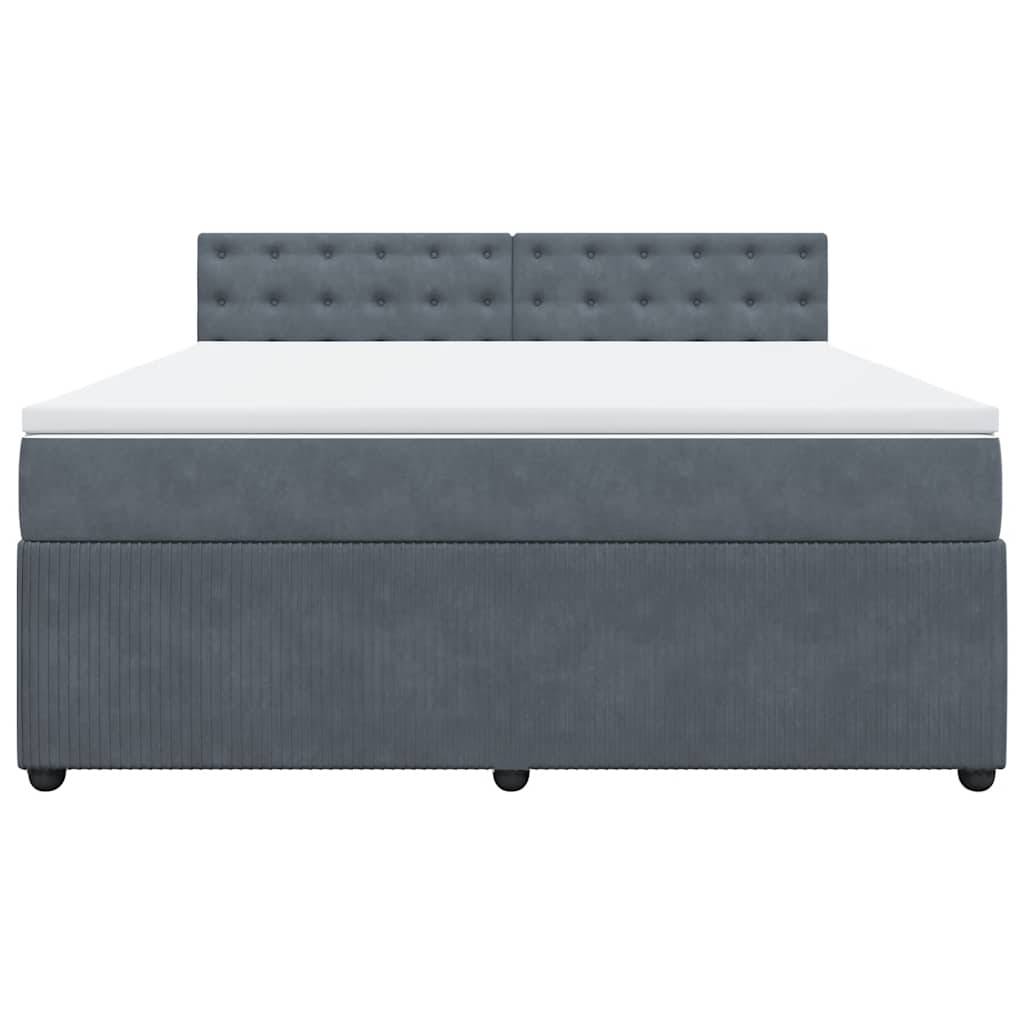 vidaXL Boxspringbett mit Matratze Dunkelgrau 180x200 cm Samt