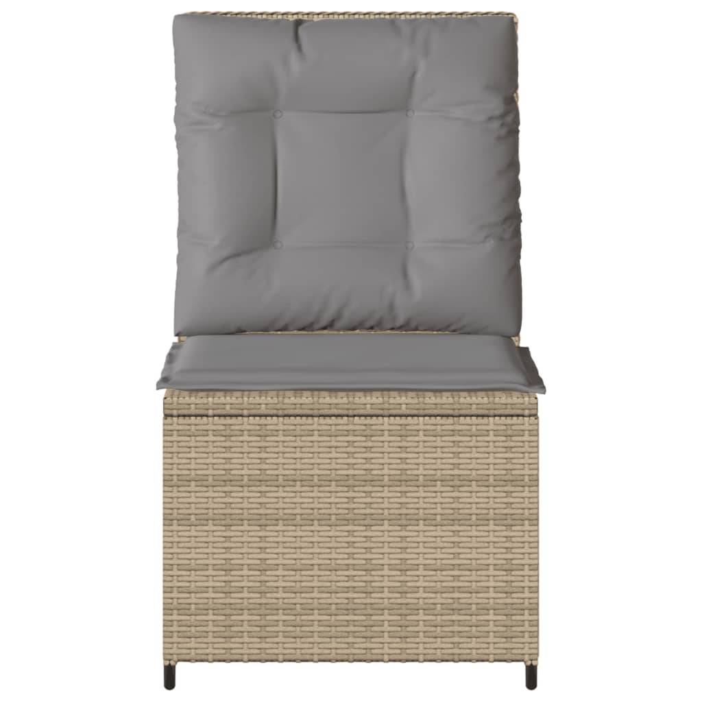 vidaXL Gartensessel mit Liegefunktion und Kissen Beige Poly Rattan