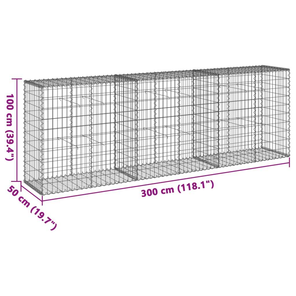 vidaXL Gabione mit Deckel 300x50x100 cm Verzinktes Eisen