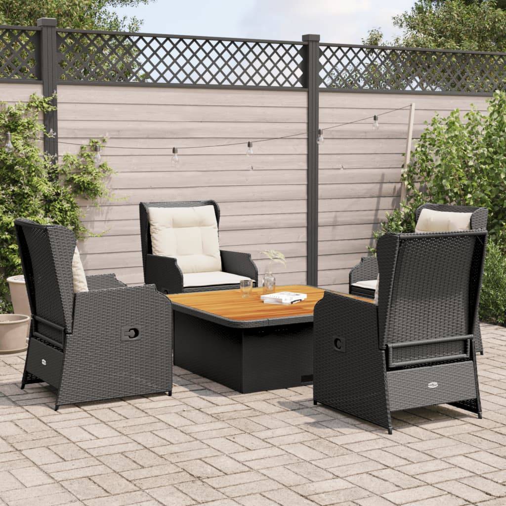 vidaXL 5-tlg. Garten-Lounge-Set mit Kissen Schwarz Poly Rattan