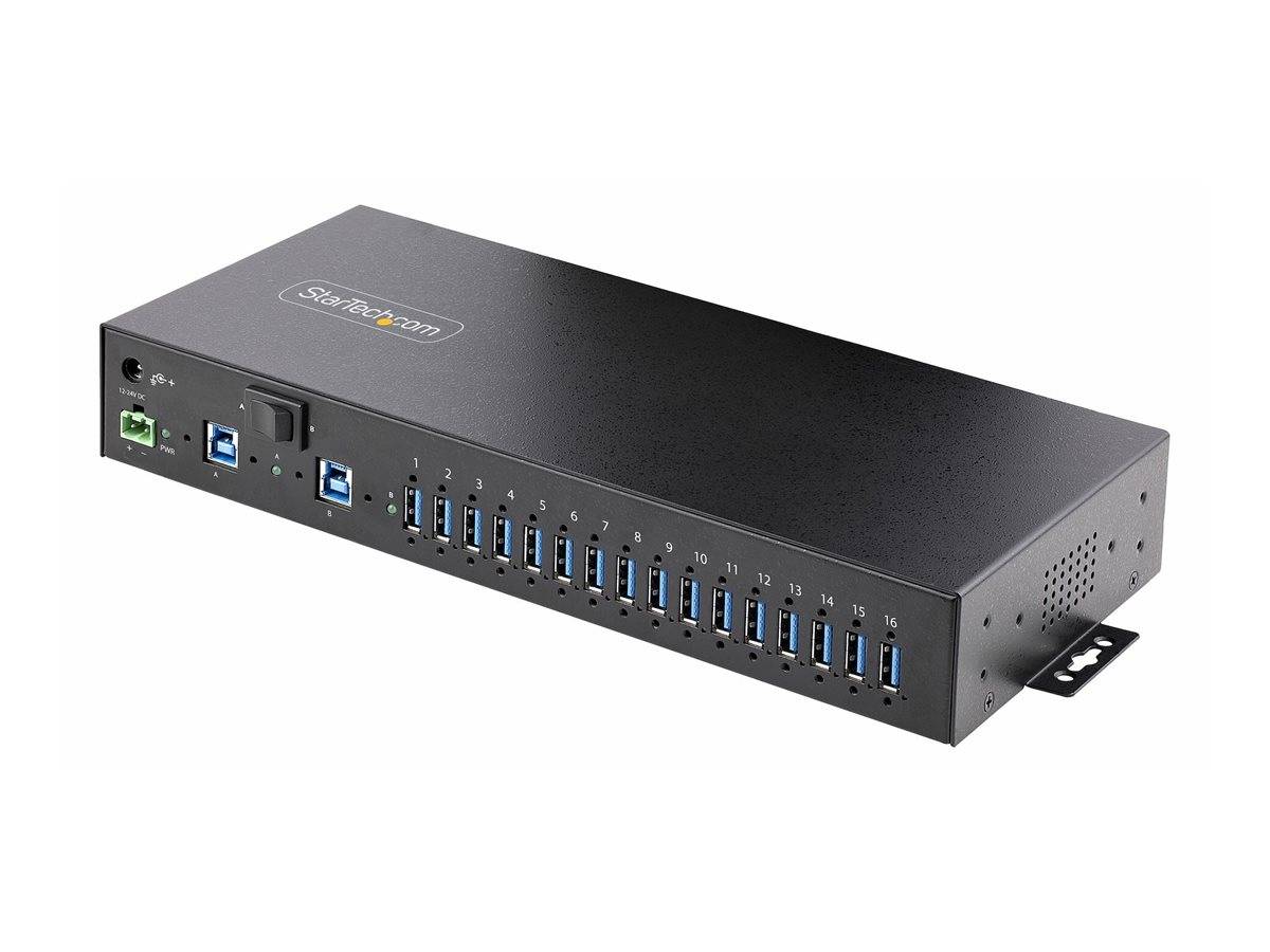 StarTech.com 16-Port Industrial USB 5Gbps Hub with Power Adapter, Metal Enclosure, Mountable, ESD Protection, Terminal B