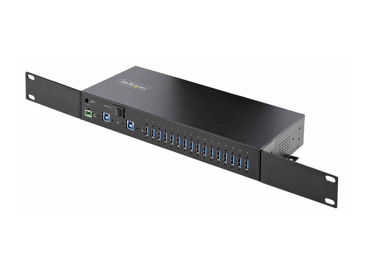 StarTech.com 16-Port Industrial USB 5Gbps Hub with Power Adapter, Metal Enclosure, Mountable, ESD Protection, Terminal B