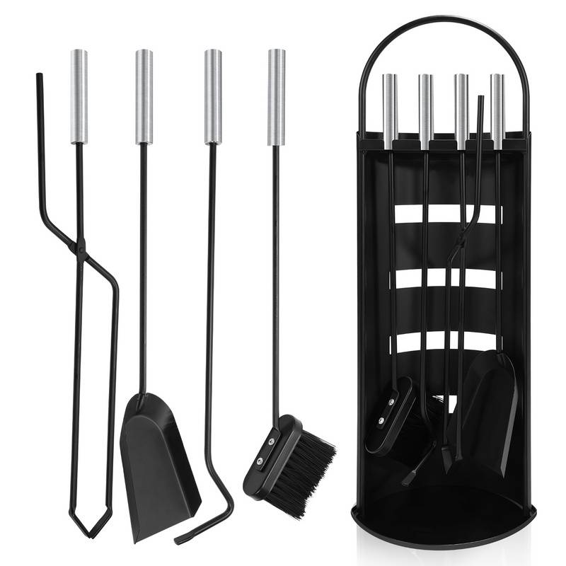 5-teilig Kaminbesteck Edelstahl Kamingarnitur Kaminwerkzeug Kaminset Kaminzubehör für Kamin/Kaminofen