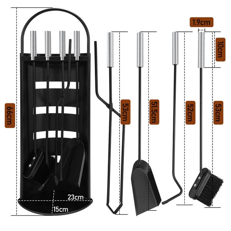 5-teilig Kaminbesteck Edelstahl Kamingarnitur Kaminwerkzeug Kaminset Kaminzubehör für Kamin/Kaminofen