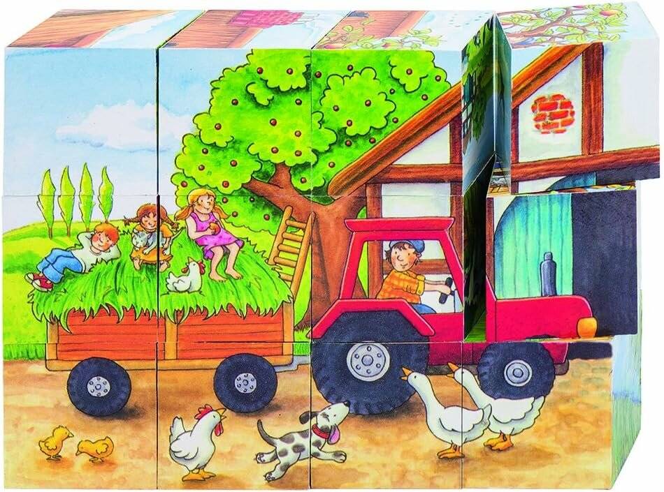 Gollnest & Kiesel GoKi Wü rfelpuzzle Jahreszeiten auf dem Bauern