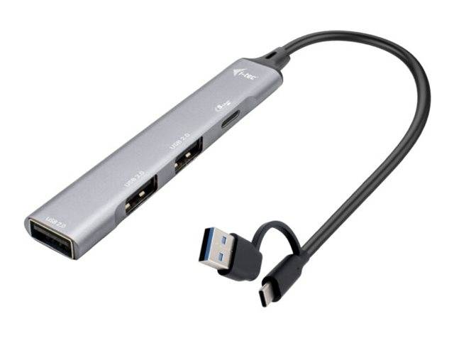 i-Tec - Hub - USB-C/USB-A, Metall - 1 x SuperSpeed USB 3.0 + 3 x USB 2.0