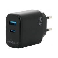 Mobilis - Netzteil - schnell, GaN - 45 Watt - Quick Charge, PD/PPS - 2 Ausgabeanschlussstellen (USB, 24 pin USB-C) Mobilis - Netzteil - schnell, GaN - 45 Watt - Quick Charge, PD/PPS - 2 Ausgabeanschlussstellen (USB, 24 pin USB-C)