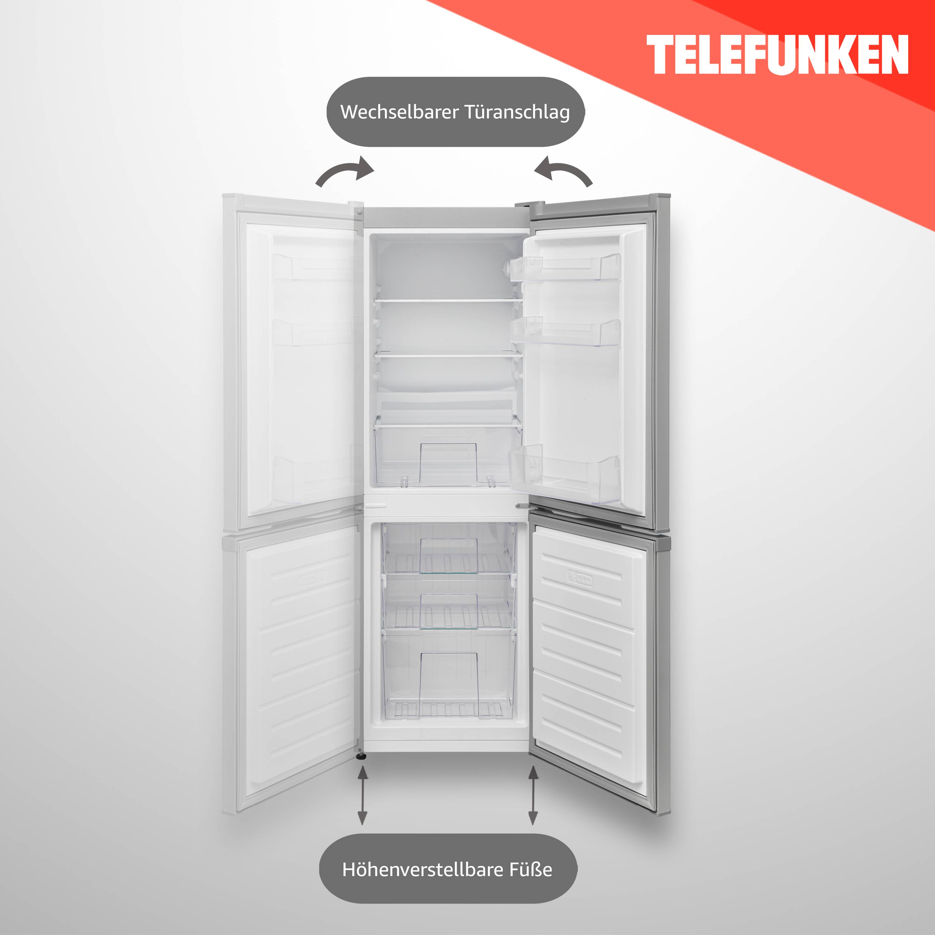 Telefunken KTFK174ES2-V3 Kühl-Gefrierkombination | Kühlschrank groß mit Gefrierfach | 174 Liter Nutzinhalt | freistehend