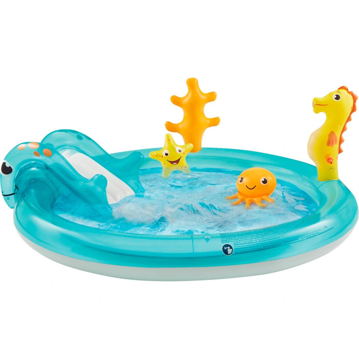 Happy People 77756 - Playcenter - Ocean mit Rutsche und Seepferdchen-Sprinkler (150x18cm) Planschbecken Pool