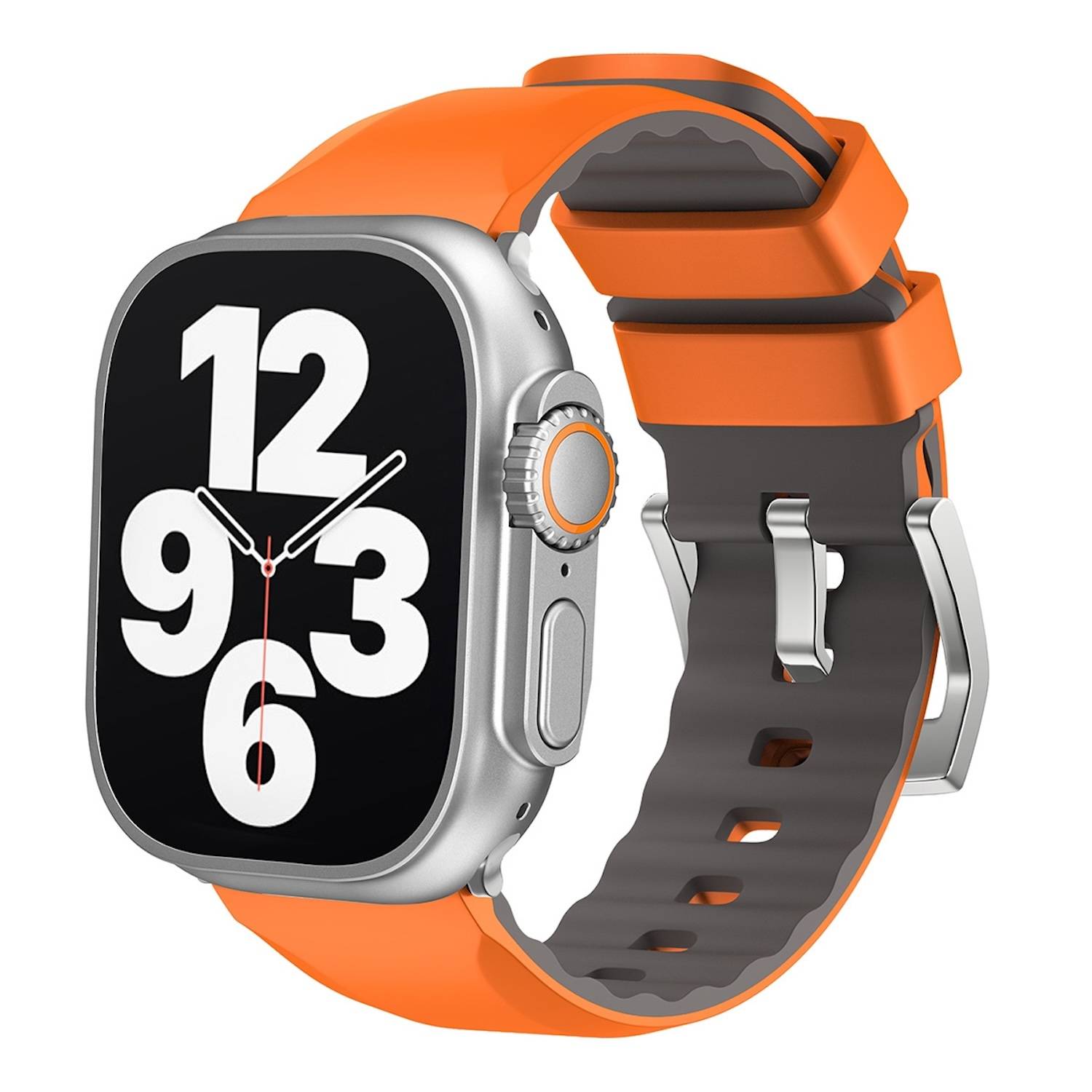 Für Apple Watch SE 2023 44mm Two Color Silikon Sport Arm Band Orange