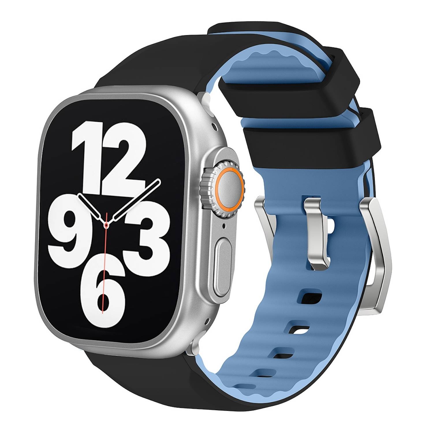 Für Apple Watch SE 2023 44mm Two Color Silikon Sport Arm Band Schwarz