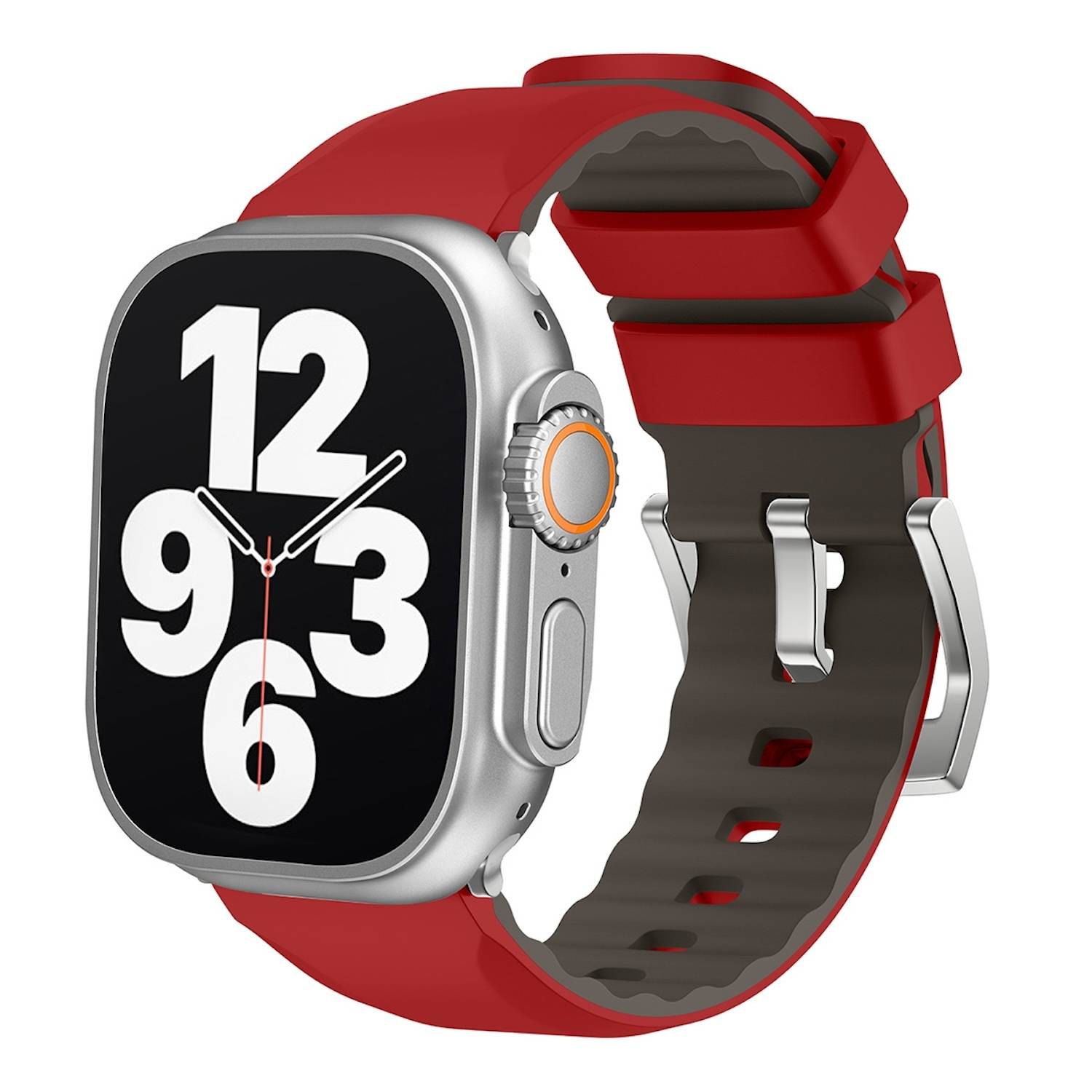 Für Apple Watch SE 2023 44mm Two Color Silikon Sport Arm Band Rot