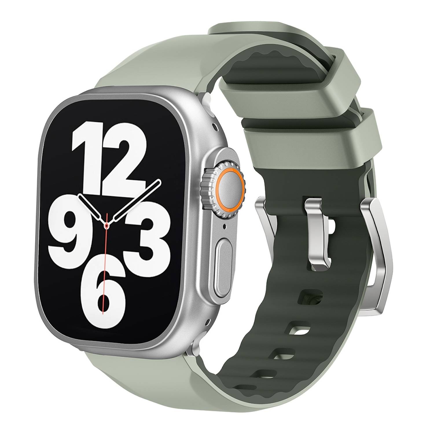 Für Apple Watch SE 2023 44mm Two Color Silikon Sport Band Matcha Grün