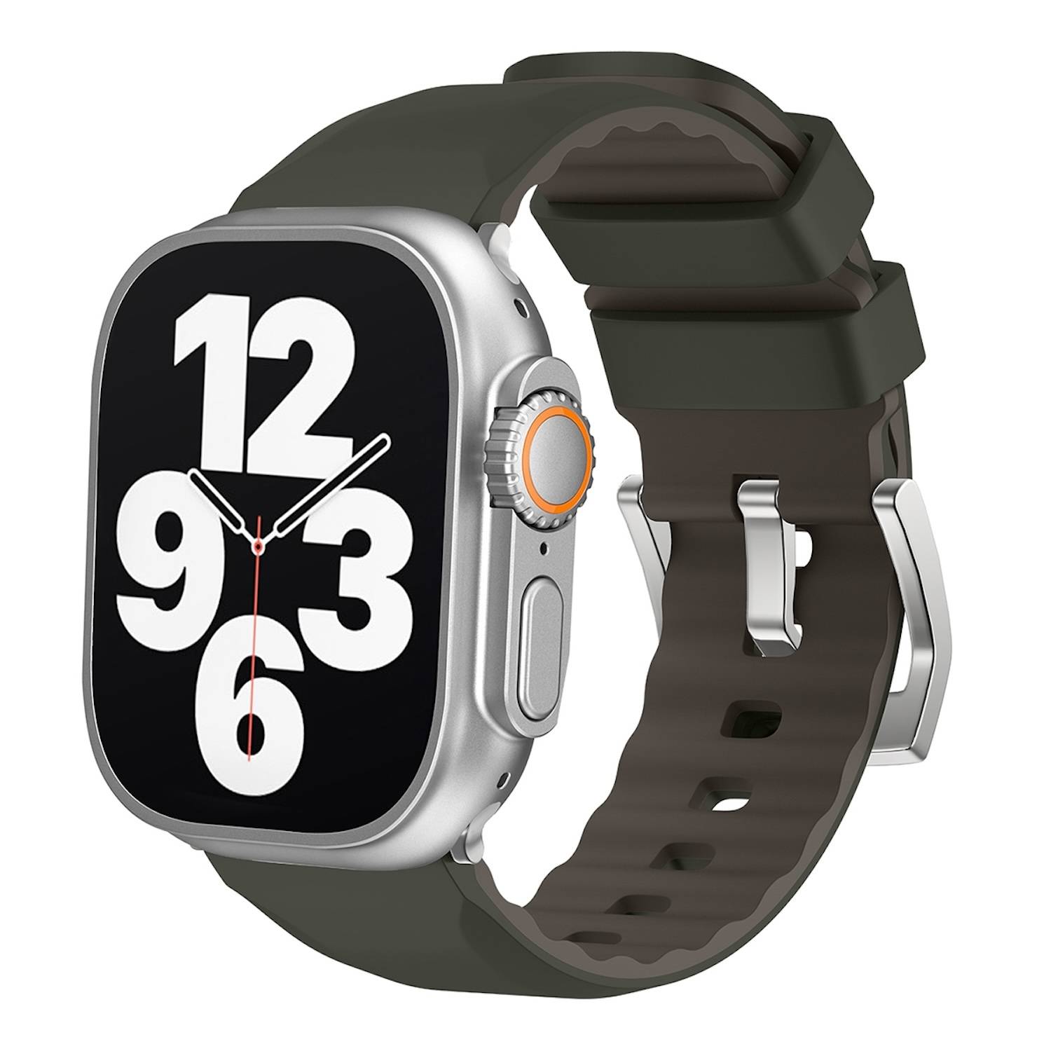 Für Apple Watch SE 2023 44mm Two Color Silikon Sport Band Dunkelgrün