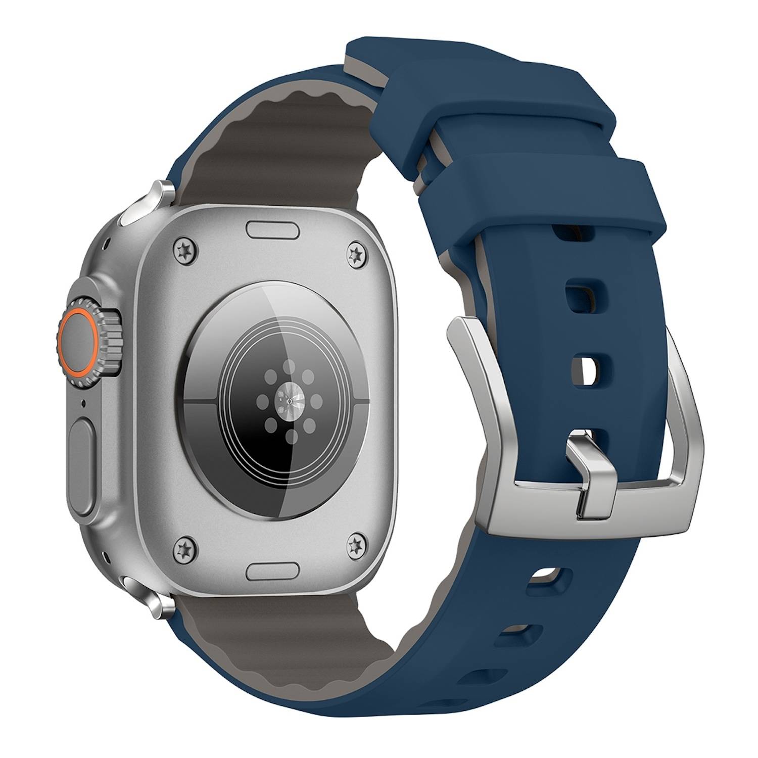 Für Apple Watch SE 2023 44mm Two Color Silikon Arm Band Dunkelblau