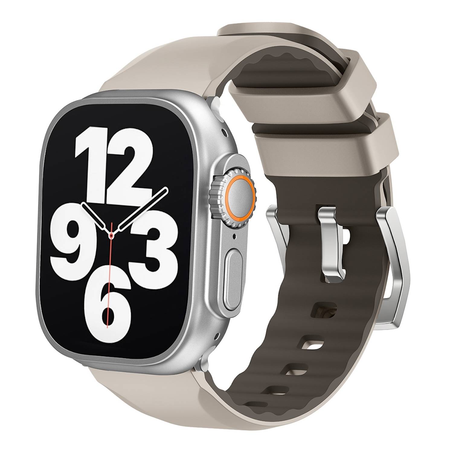 Für Apple Watch SE 2023 44mm Two Color Silikon Sport Arm Band Beige