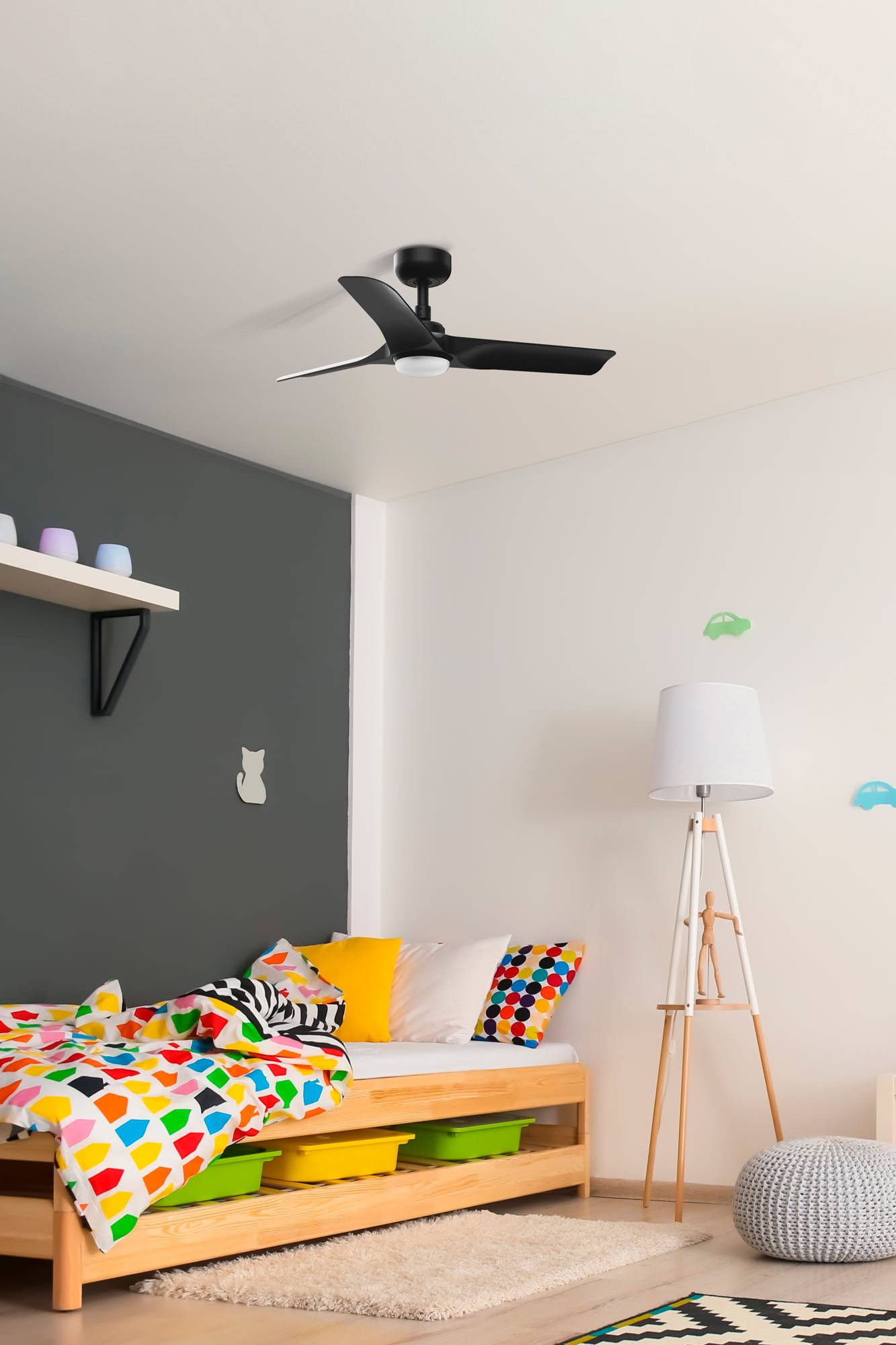 DC Deckenventilator Hey Schwarz mit LED &amp; Fernbedienung