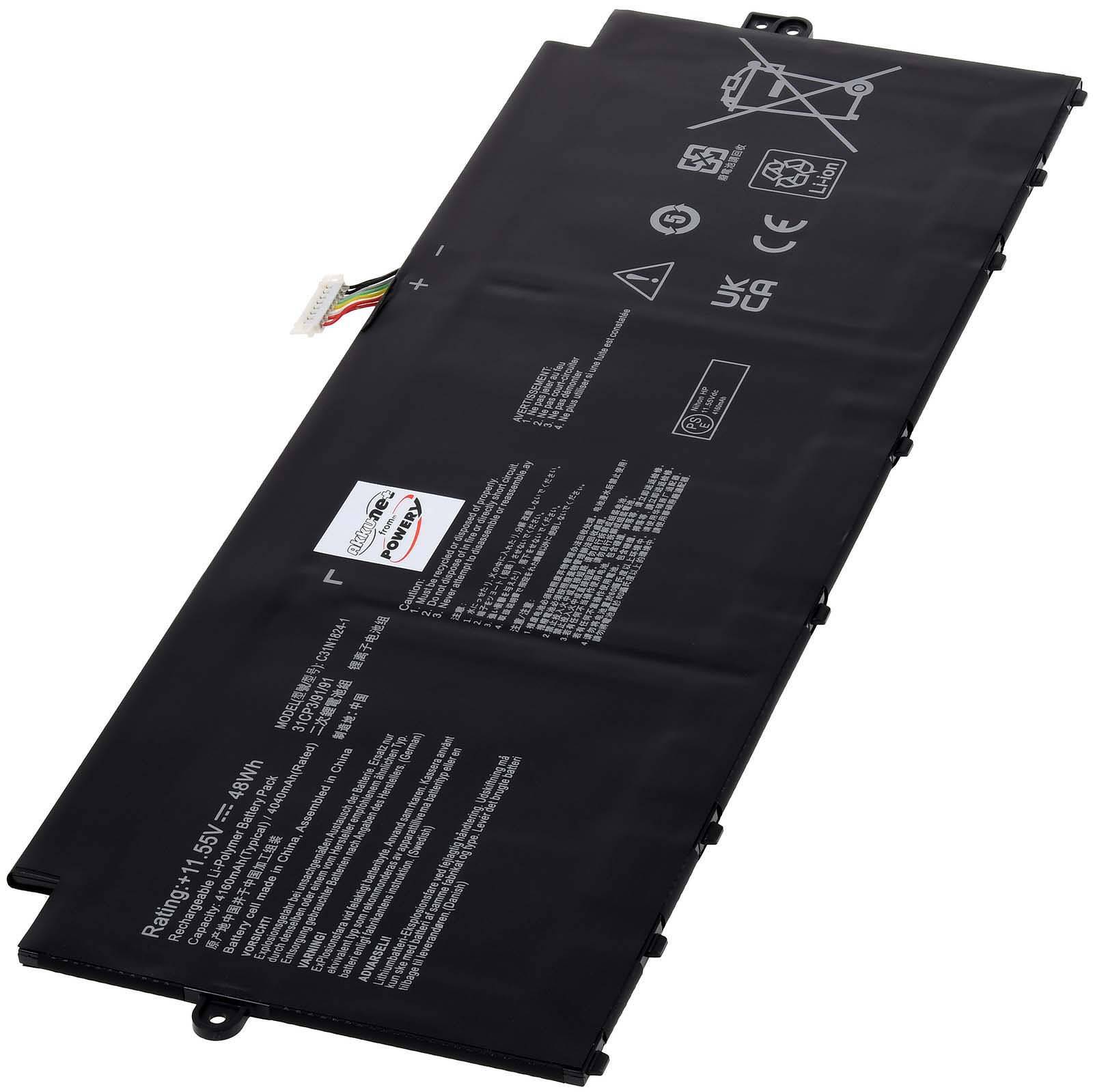 Powery Akku für Asus Chromebook C425TA-DH384 Laptop, 11,55V, Li-Polymer