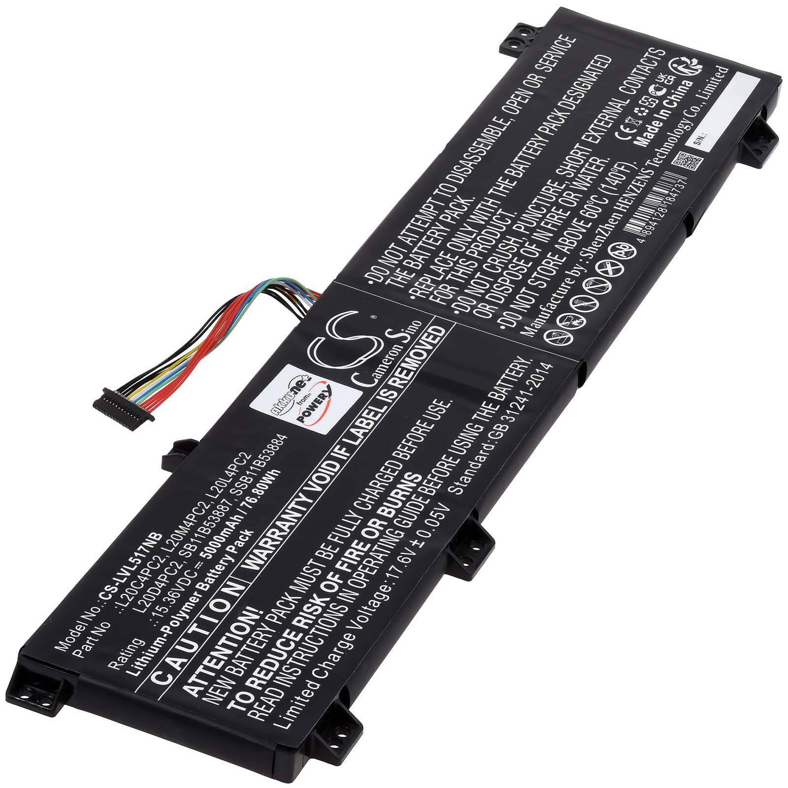 Powery Akku für Lenovo Legion 5 17ITH6H-82JM000FGE Laptop, 15,36V, Li-Polymer