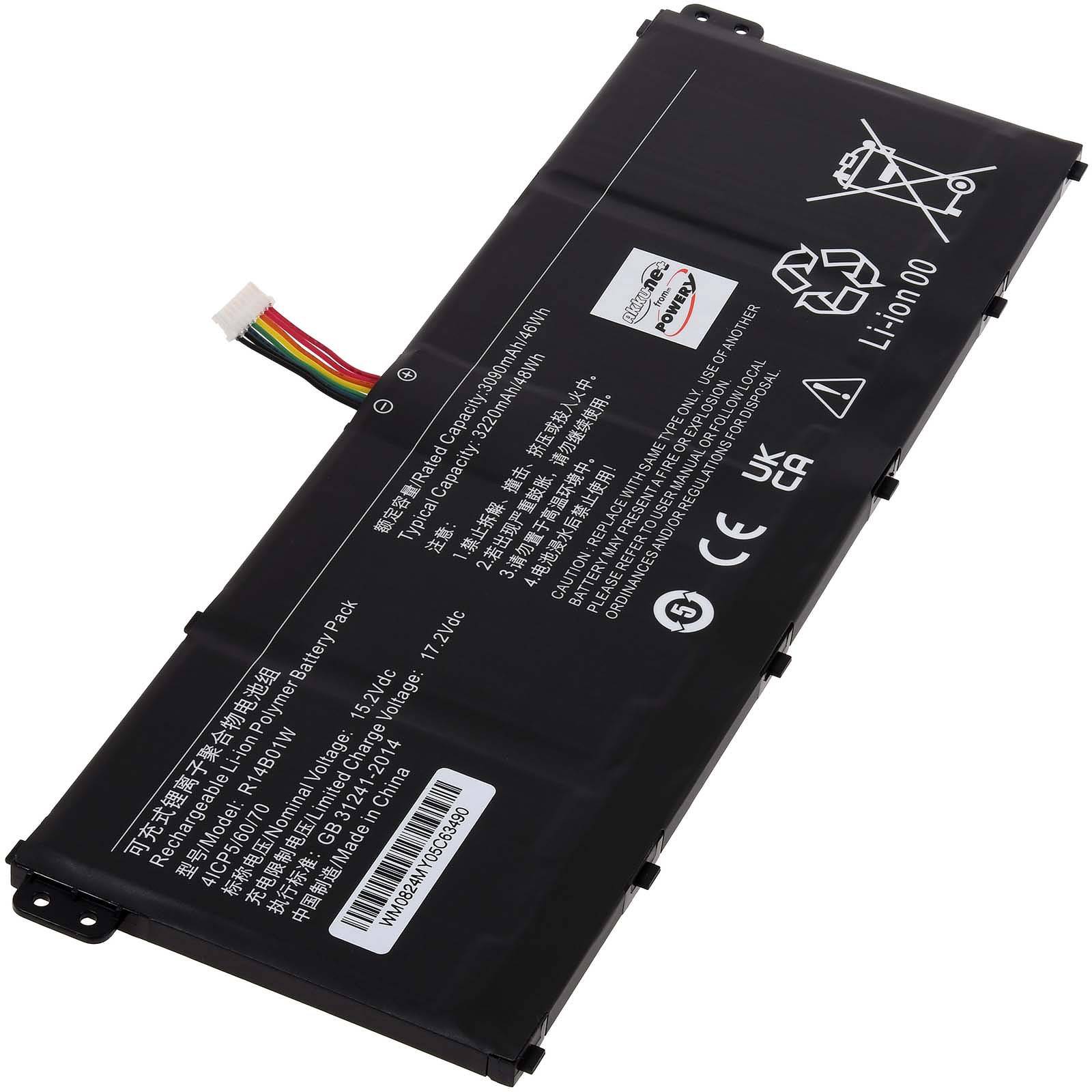 Powery Akku passend für Laptop Xiaomi RedmiBook 14 XMA1901-A Typ R14B01W, 15,2V, Li-Polymer