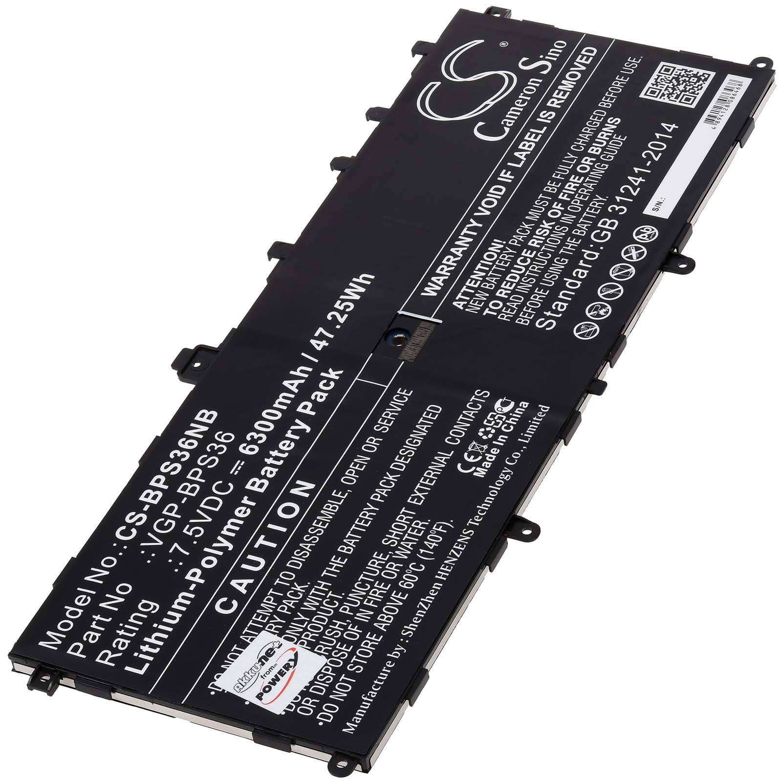 Powery Akku für Sony SVD13211CGB Laptop, 7,5V, Li-Polymer