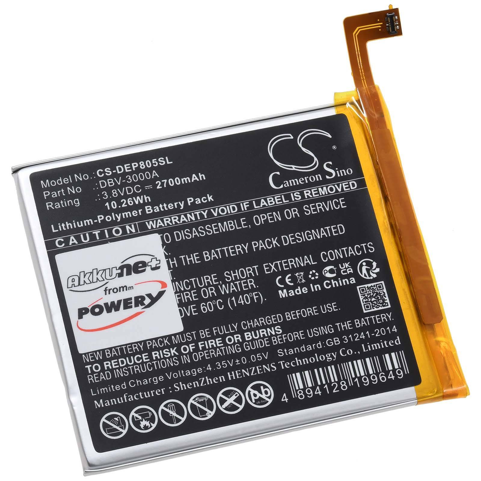 Powery Akku passend für Handy Doro 8050 DBS-0230 Typ DBV-3000A, 3,8V, Li-Polymer