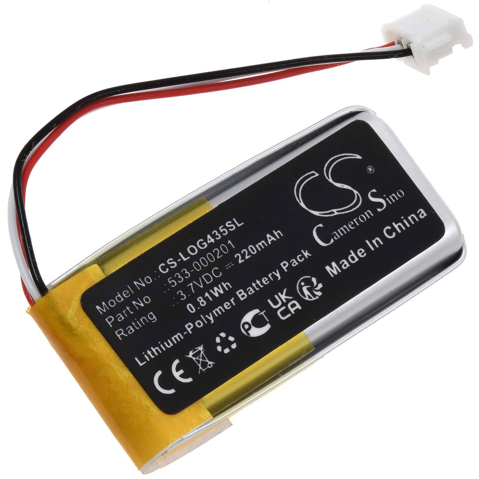 Powery Akku für Logitech G435 Gaming-Headset Kopfhörer, 3,7V, Li-Polymer