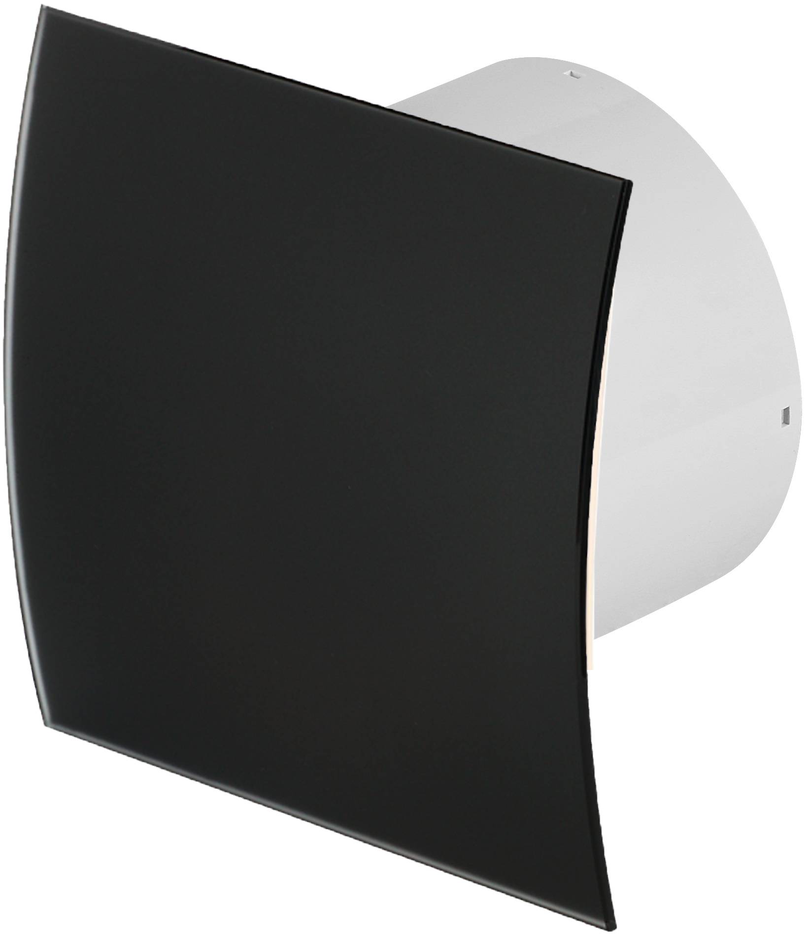 Wohnraumlüfter Badlüfter Lüfter Badventilator Deckenlüfter Ventilator Glas Ø 100 mm schwarz Drehzahlgesteuert / Programmierbar schwarz matt gebog