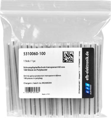 Schrumpfspleißschutz transparent 60 mm -- 100 Stück im Polybeutel Glasfaserverkabelung Glasfaser +