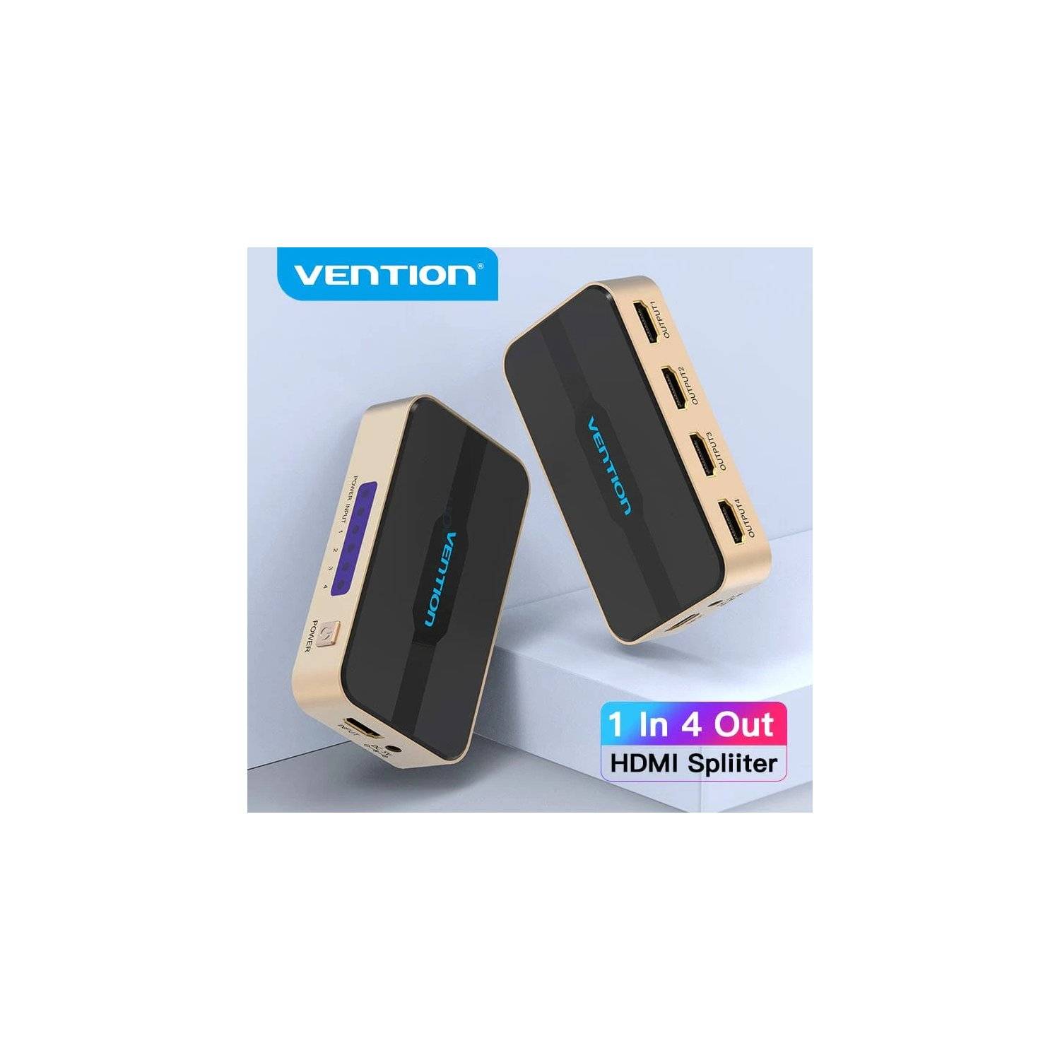 1 In 4 Out HDMI Splitter 4K 30Hz Gold Aluminium Legierung