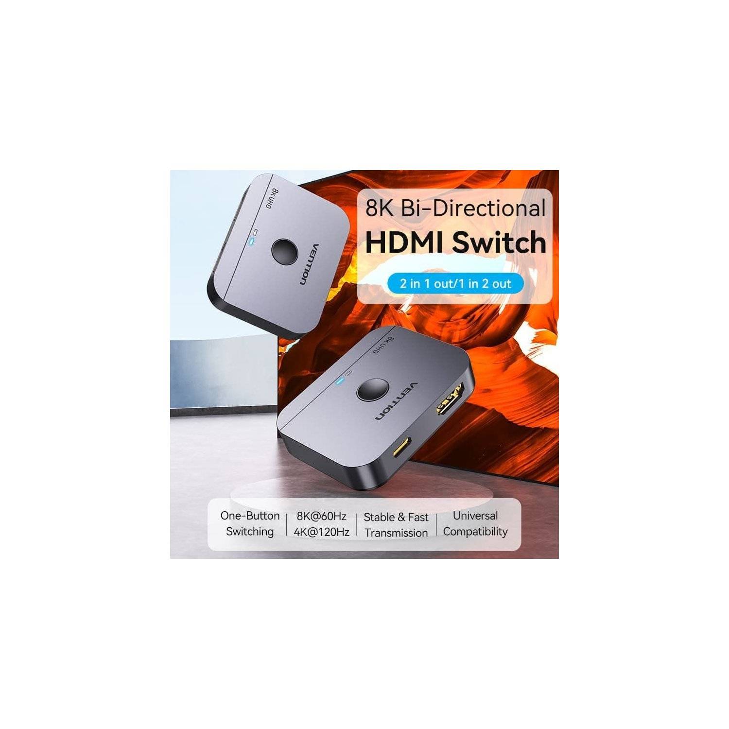 8K HDMI 2.1 Bidirektionaler Switch HDMI-Buchse/USB-C-Buchse