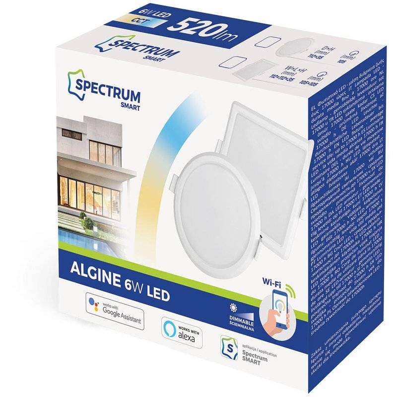 Spectrum LED Panel SMART Home Einbauleuchte 6W rund weiß 520lm Alexa Google Warm bis Kalt 3000K-6500K DIMMBAR