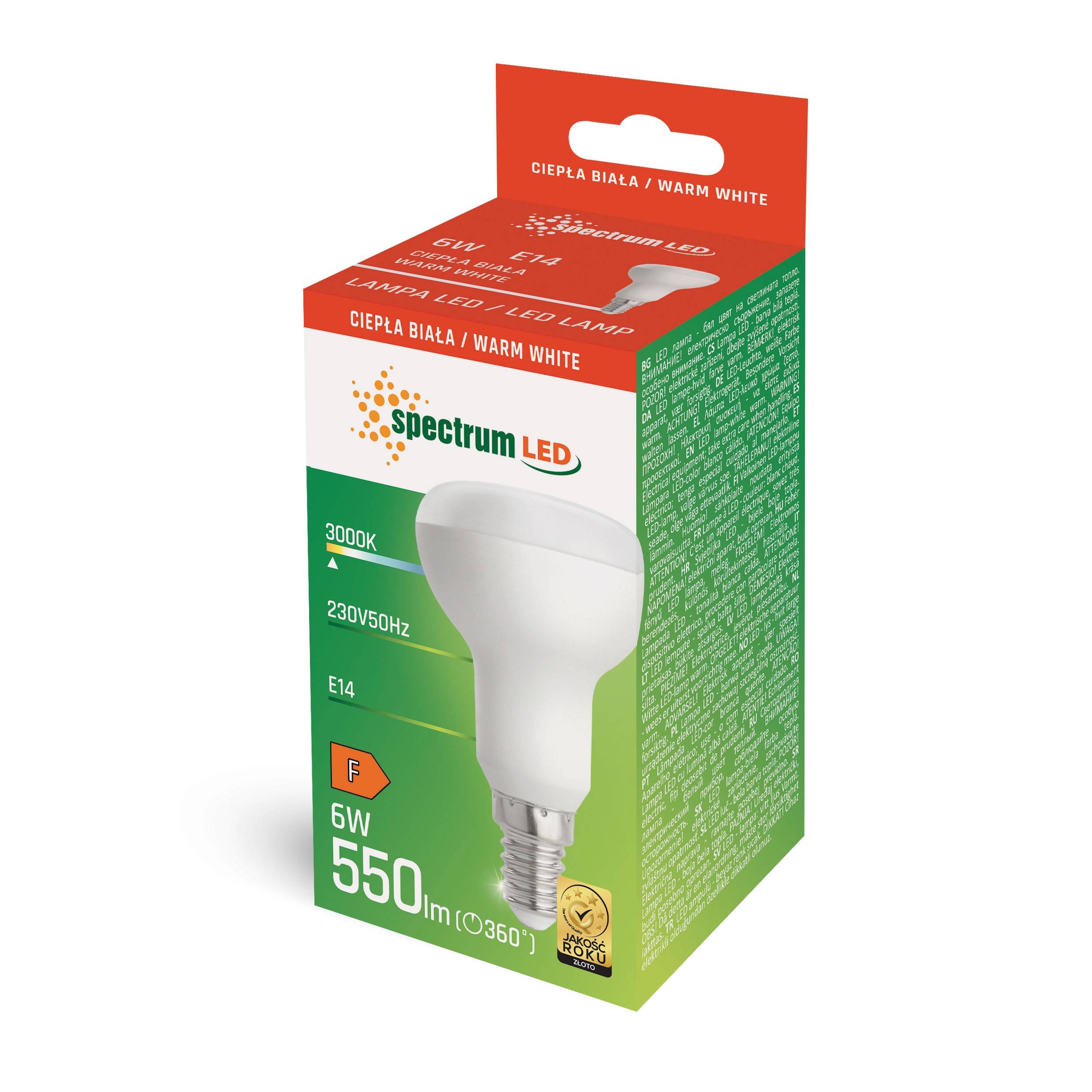 Spectrum LED E14 R50 Pilzform 6W = 55W 550lm 120° 230V Warmweiß 3000K