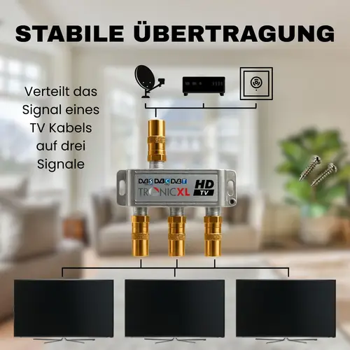 TronicXL Premium Koax Antennenverteiler HD 3D 4K Verteiler Weiche Splitter DVBT DVBT2 DVBC SAT Unicable Kabelfernsehen Antennen Verteiler TronicXL Premium Koax Antennenverteiler HD 3D 4K Verteiler Weiche Splitter DVBT DVBT2 DVBC SAT Unicable Kabelfernsehen Antennen Verteiler
