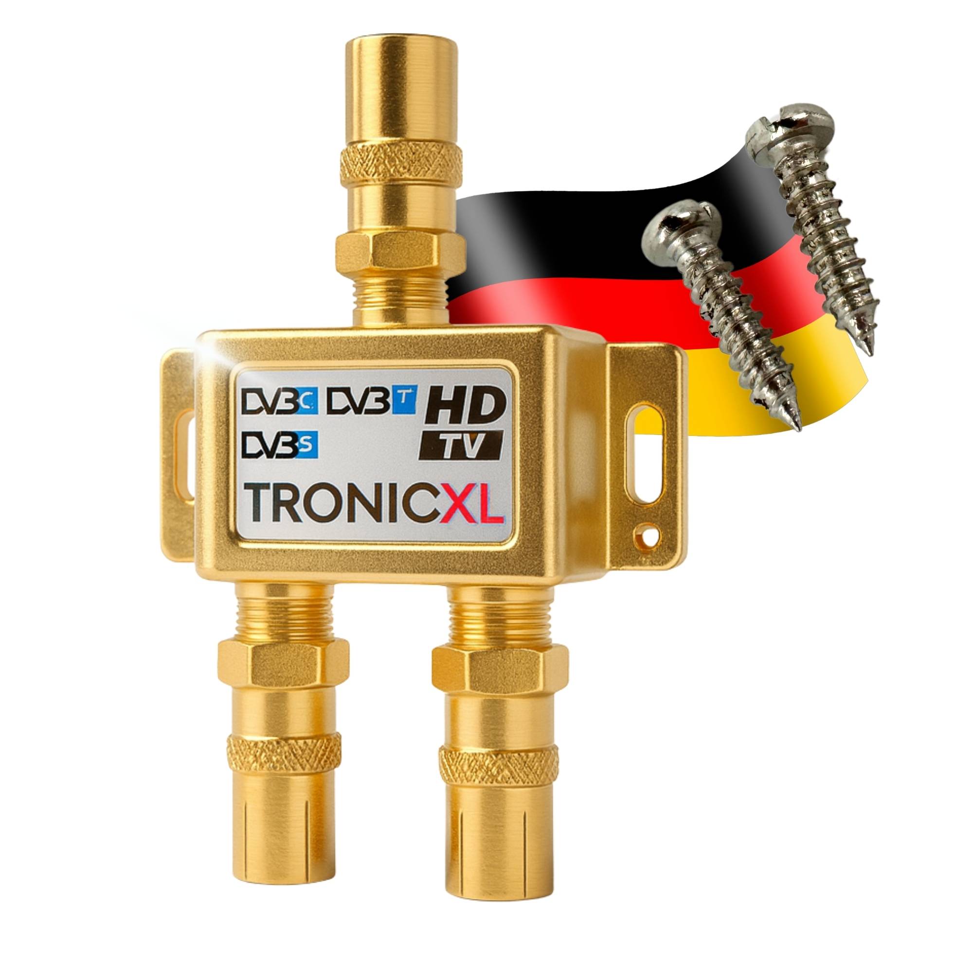 Koax Antennenverteiler HD 3D 4K Verteiler Weiche Splitter DVBT DVBT2 DVBC SAT Unicable 2fach Kabelfernsehen Kabelfernseh 2-fach