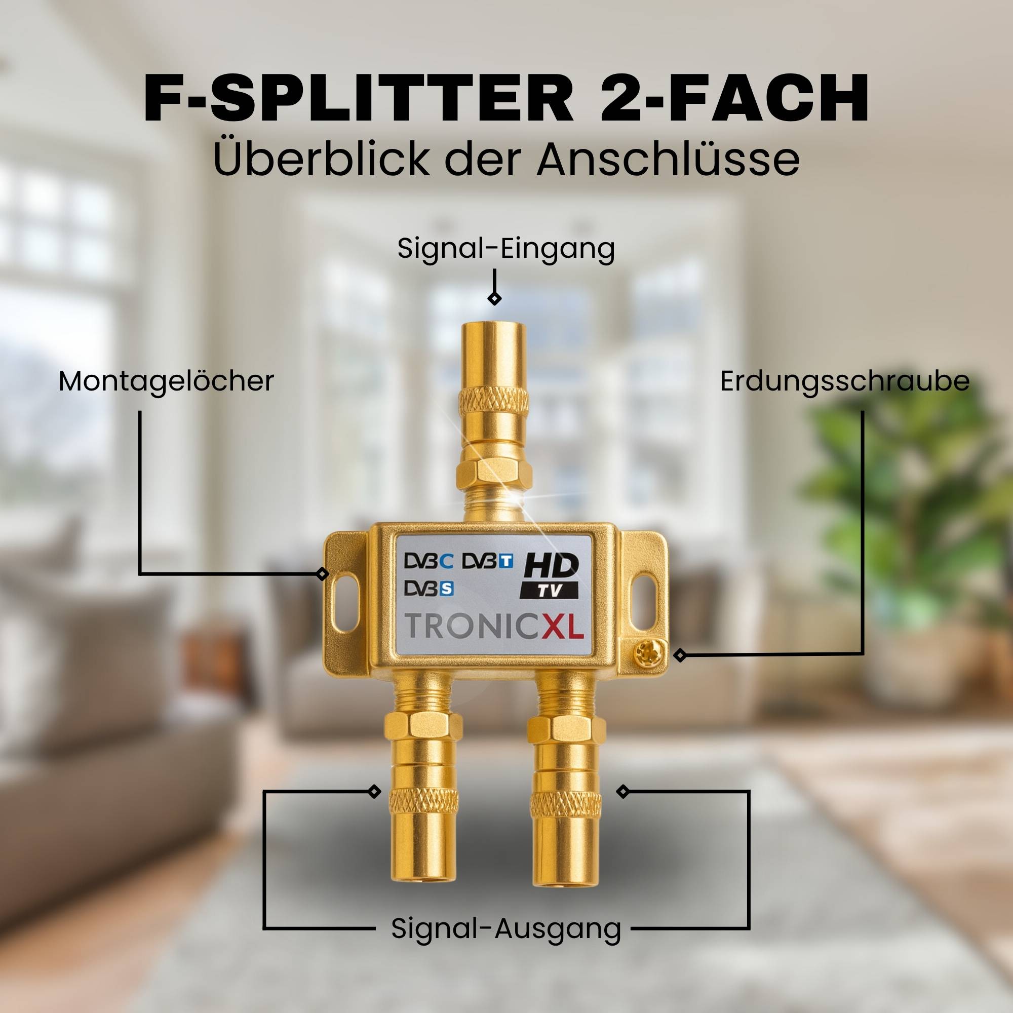 Koax Antennenverteiler HD 3D 4K Verteiler Weiche Splitter DVBT DVBT2 DVBC SAT Unicable 2fach Kabelfernsehen Kabelfernseh 2-fach