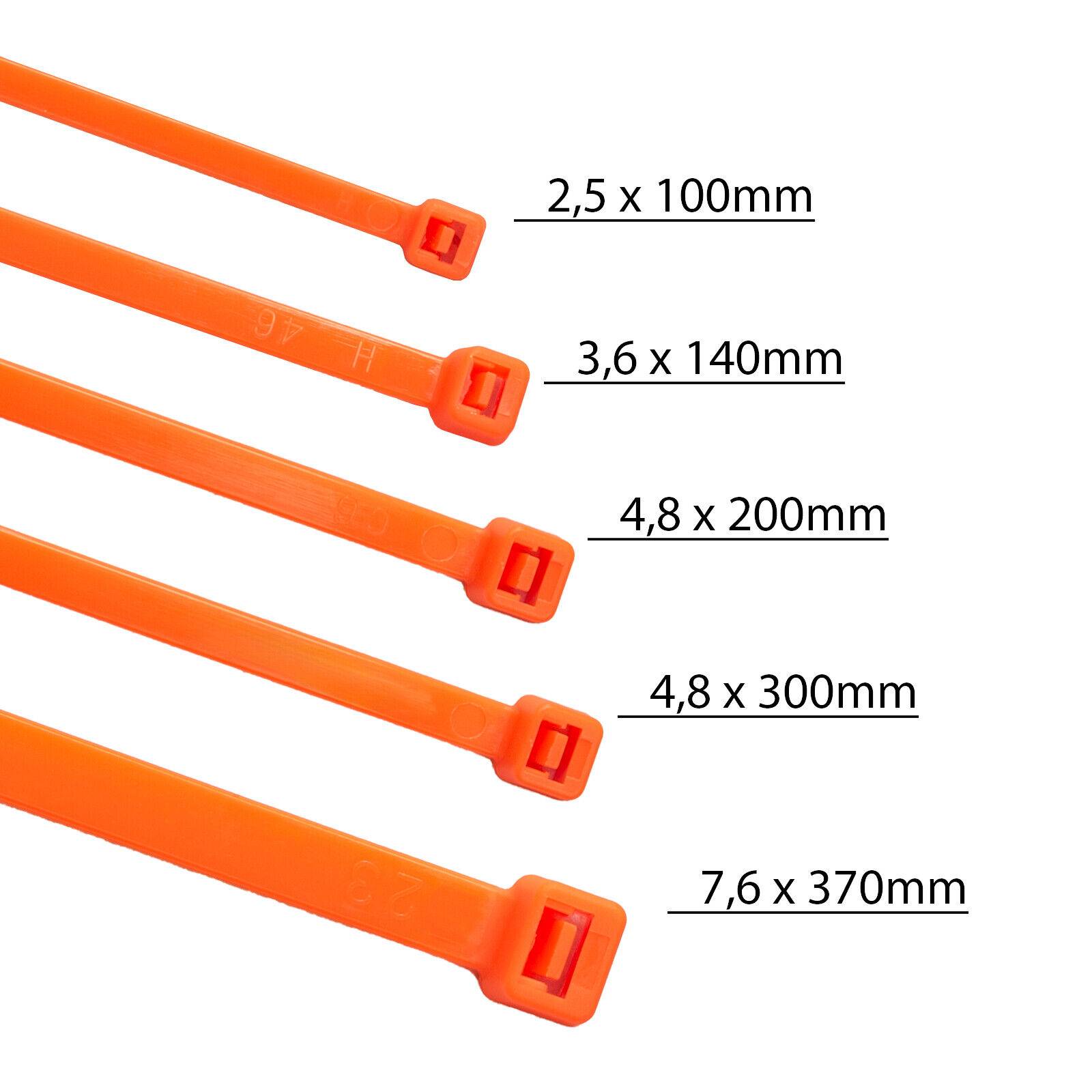 Kabelbinder 100 Stück orange UV beständig Universalbinder 4,8 x 300 mm