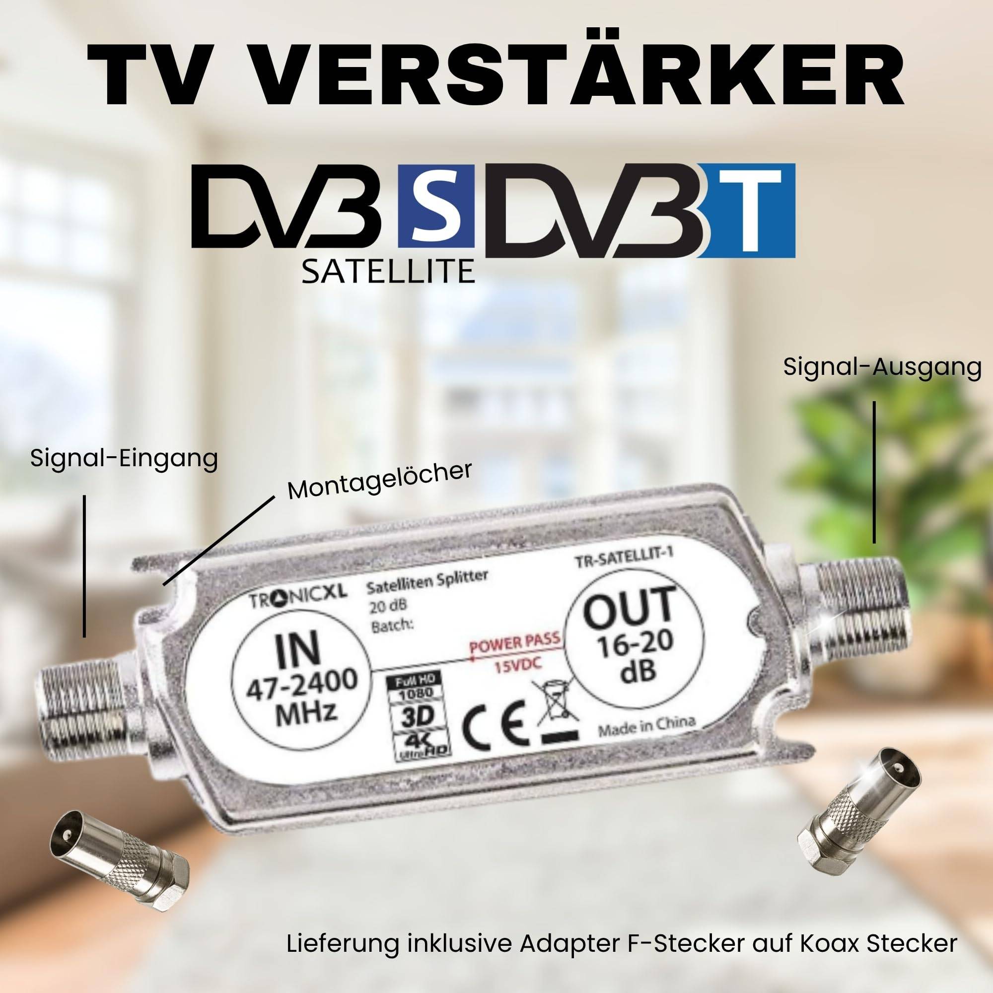 Signalverstärker LNB Sat Schüssel DVBT Antenne 20dB DVBS2 DVB-S2 Satelliten-Leitungsverstärker DVBT2 Verstärker Fernsehen
