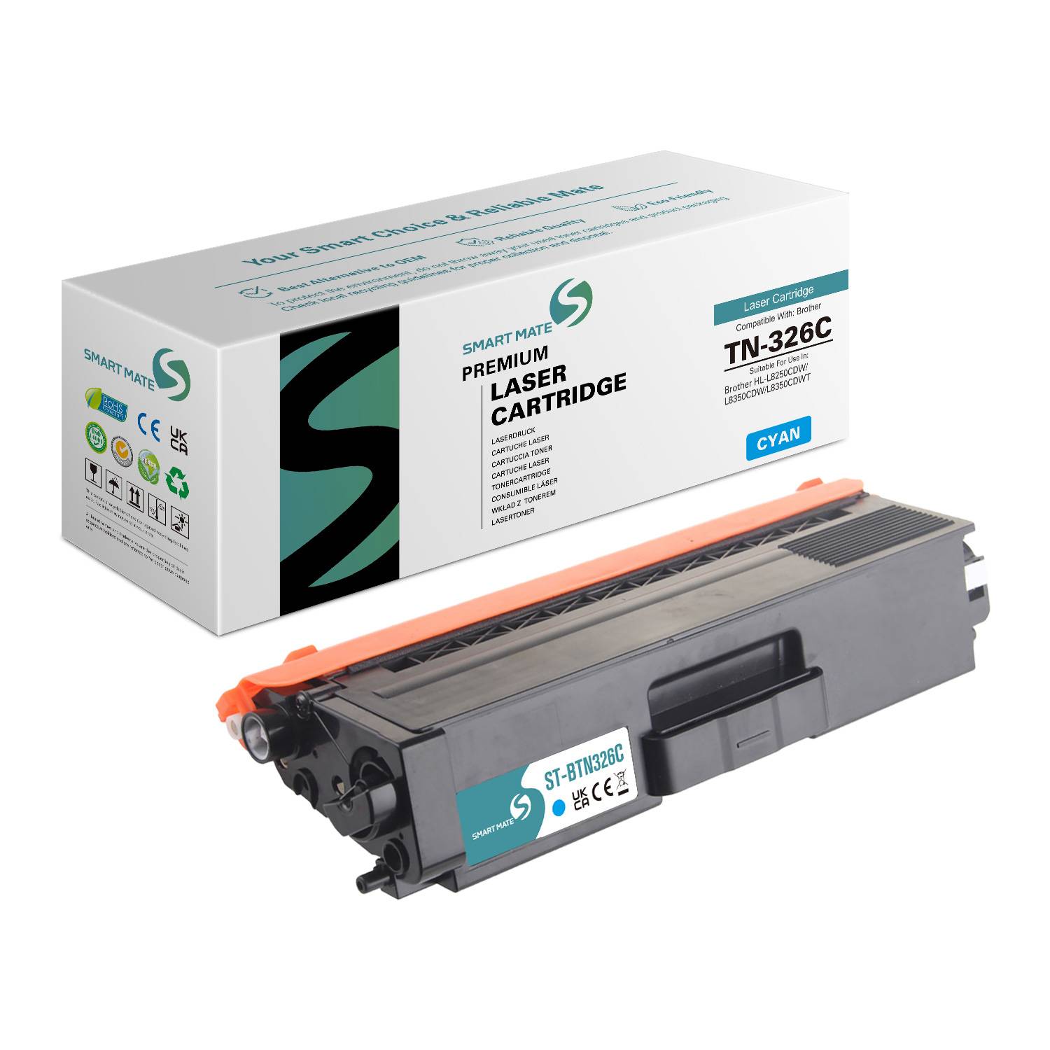 SmartMate wiederaufbereitete Laser Toner Patrone für Brother TN-326C Cyan