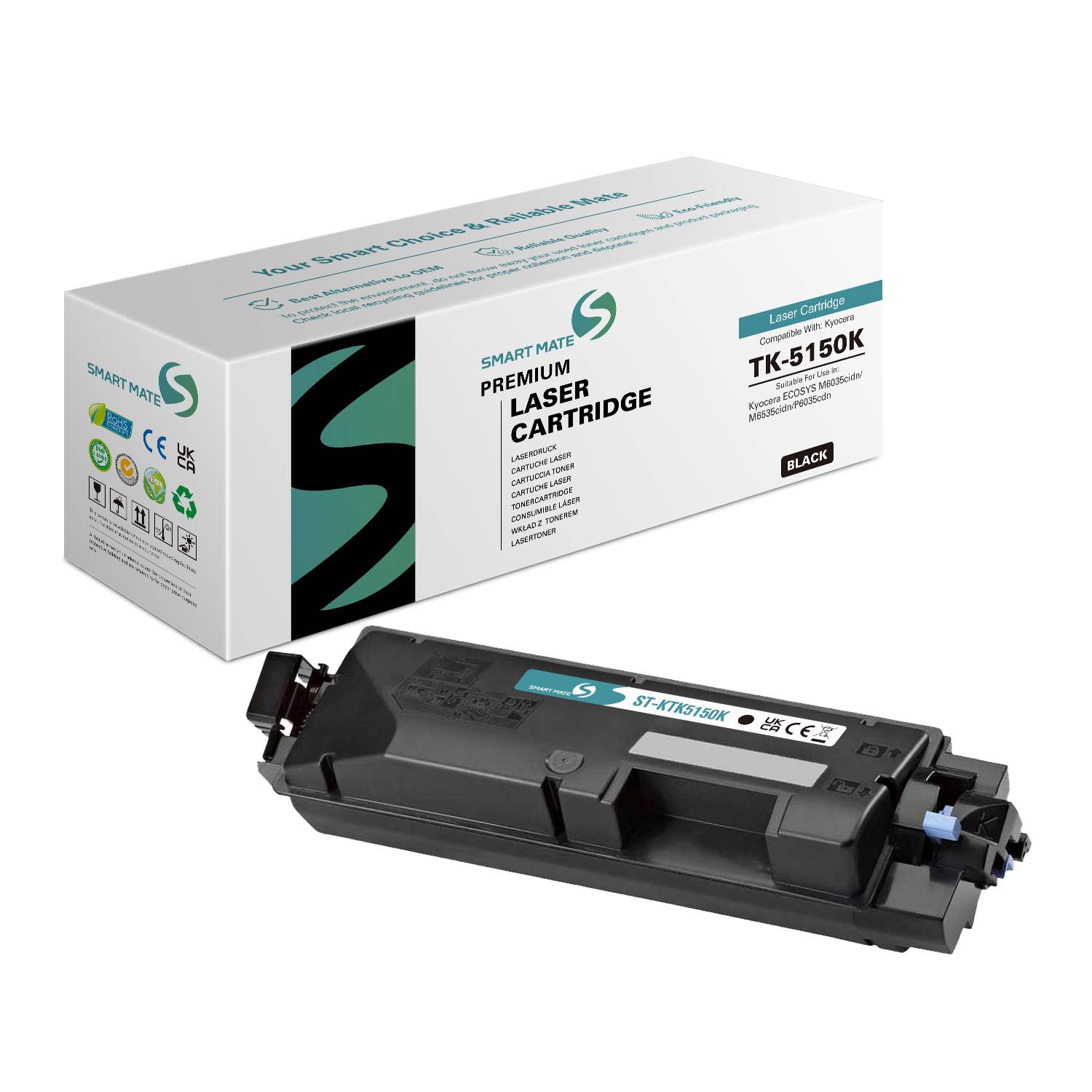 SmartMate wiederaufbereitete Laser Toner Patrone für Kyocera 1T02NS0NL0 (TK-5150K) Schwarz