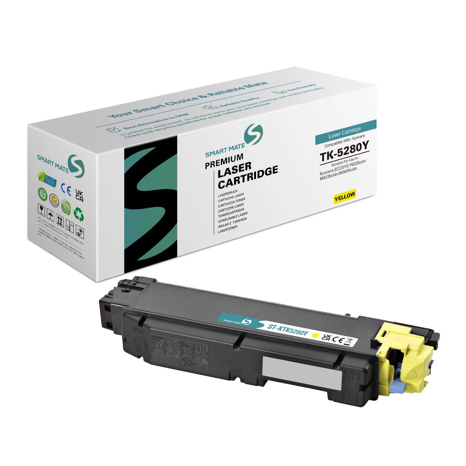 SmartMate wiederaufbereitete Laser Toner Patrone für Kyocera 1T02TWANL0 (TK-5280Y) Yellow